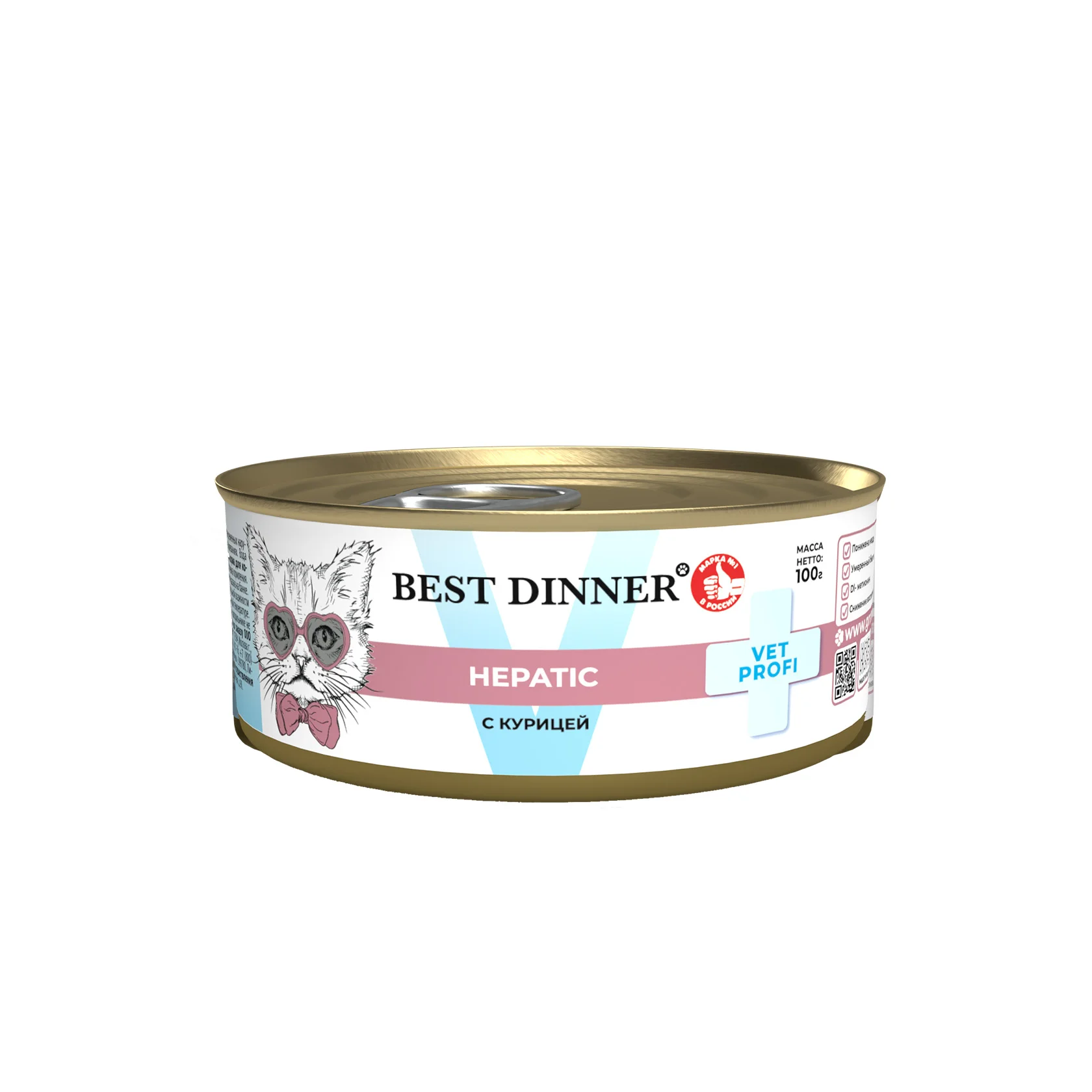 Best Dinner Vet Profi Hepatic, влажный корм для кошек с курицей, 100 гр