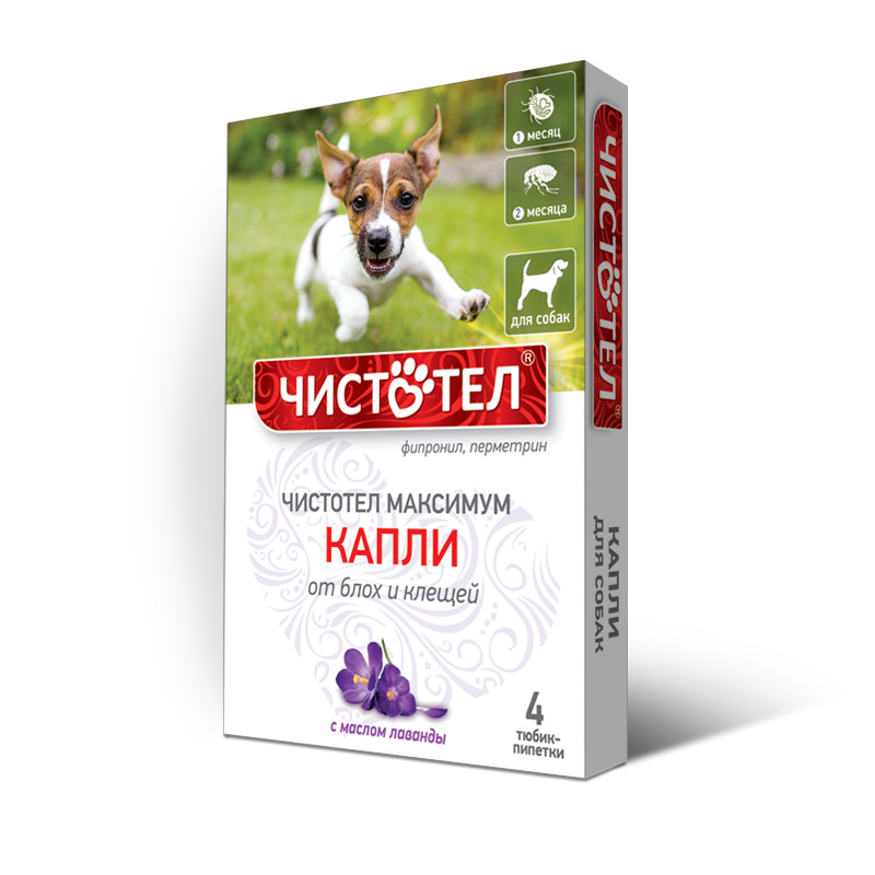 Чистотел Капли Максимум для собак от блох и клещей 4 пип.