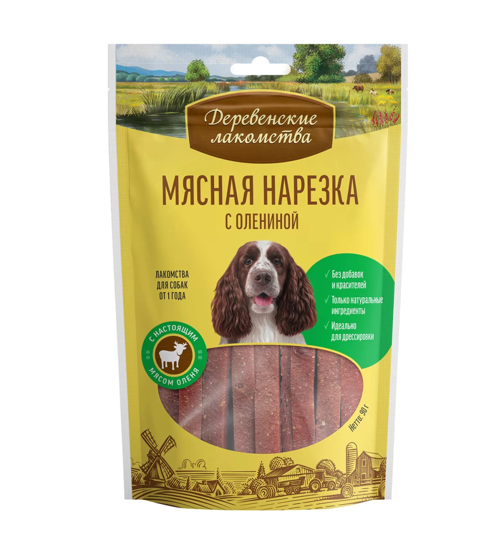 Деревенские лакомства. Мясная нарезка с олениной 90г (80/кор)