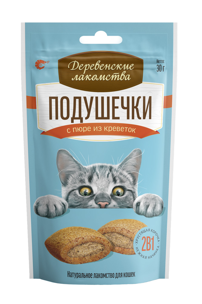 Деревенские лакомства. Подушечки с пюре из креветок, 30 гр