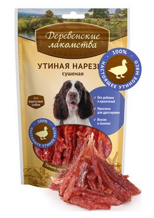 Деревенские лакомства. 100% Мяса Утиная нарезка сушеная д/собак 90 гр (80/кор)