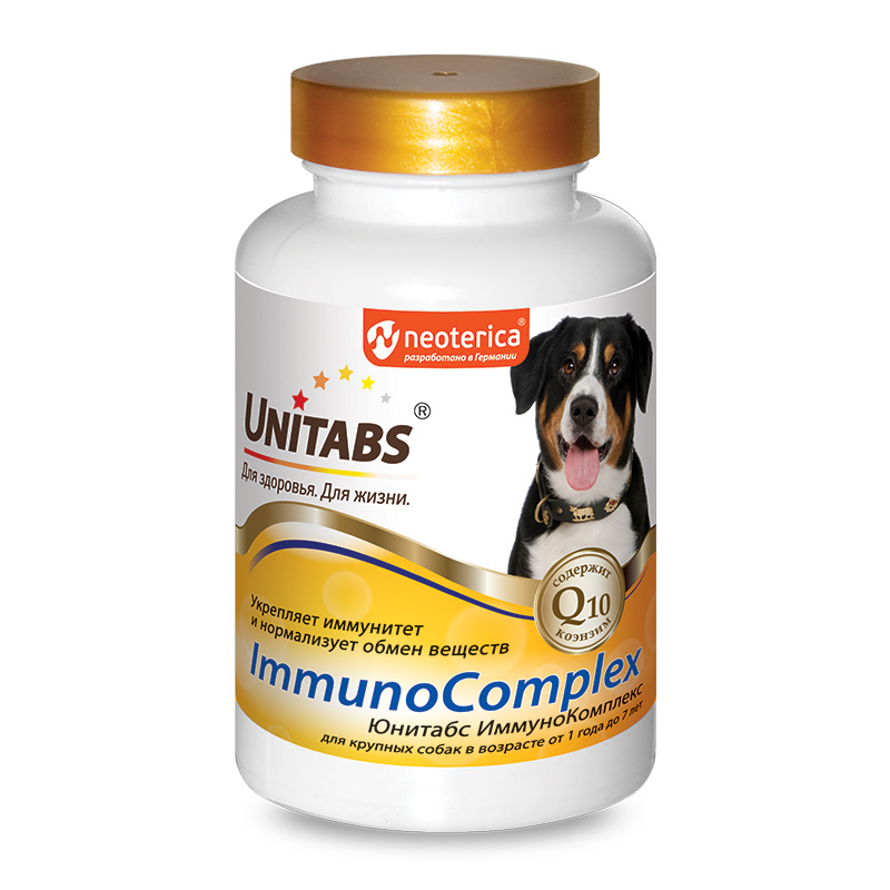 Юнитабс U205 Immuno Complex с Q10 Витамины д/соб. крупных пород, 100таб. 