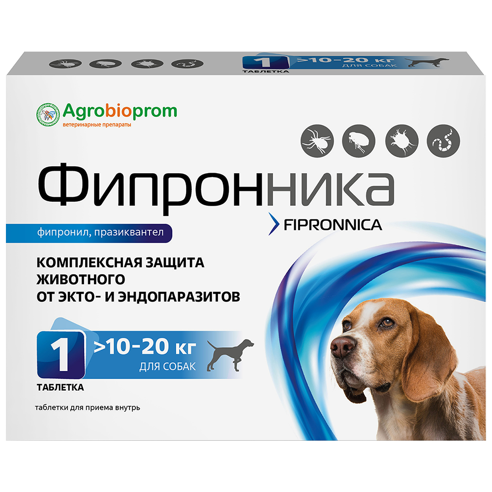 ПЧЕЛОДАР Фипронника таблетки для собак массой 10-20 кг №1