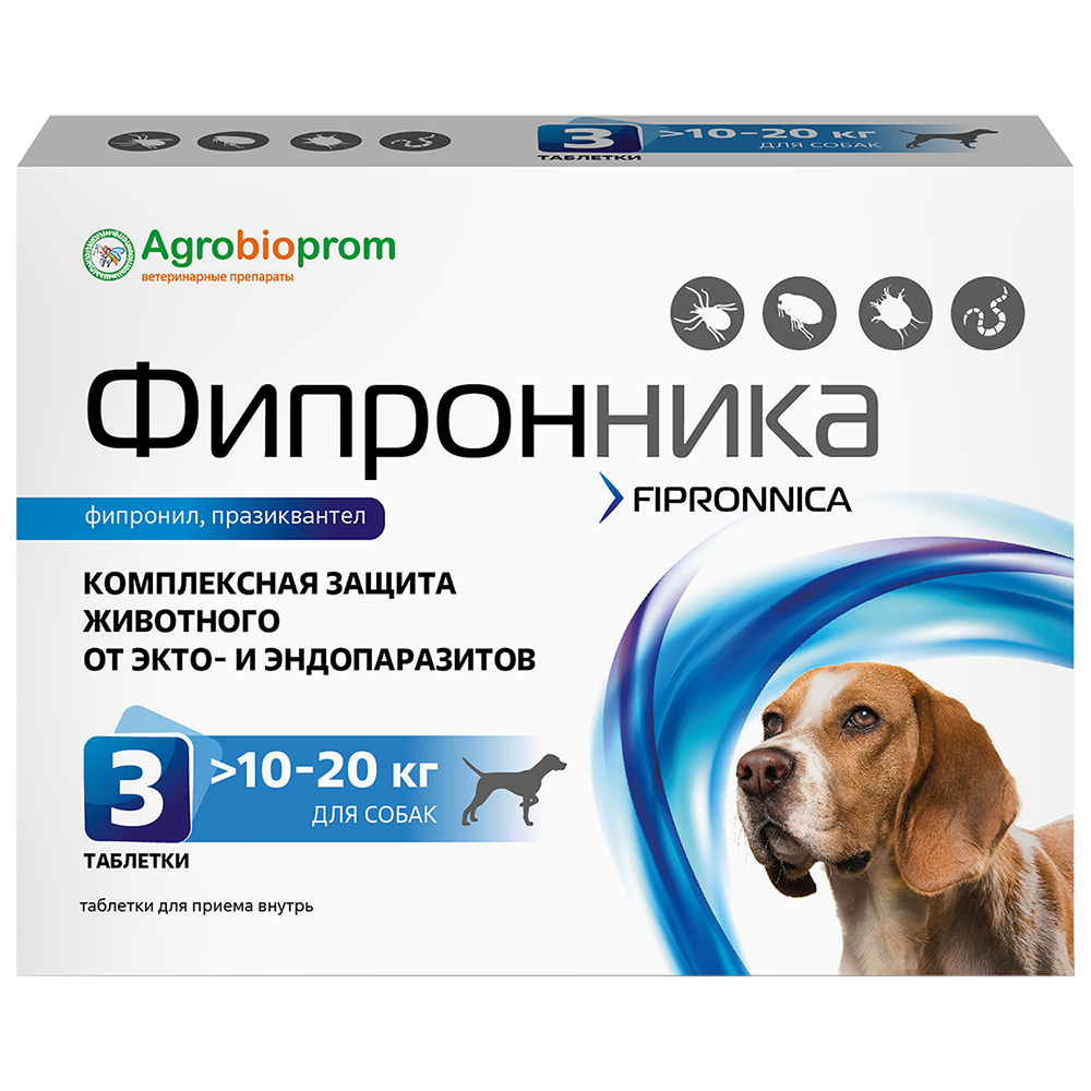 ПЧЕЛОДАР Фипронника таблетки для собак массой 10-20 кг №3