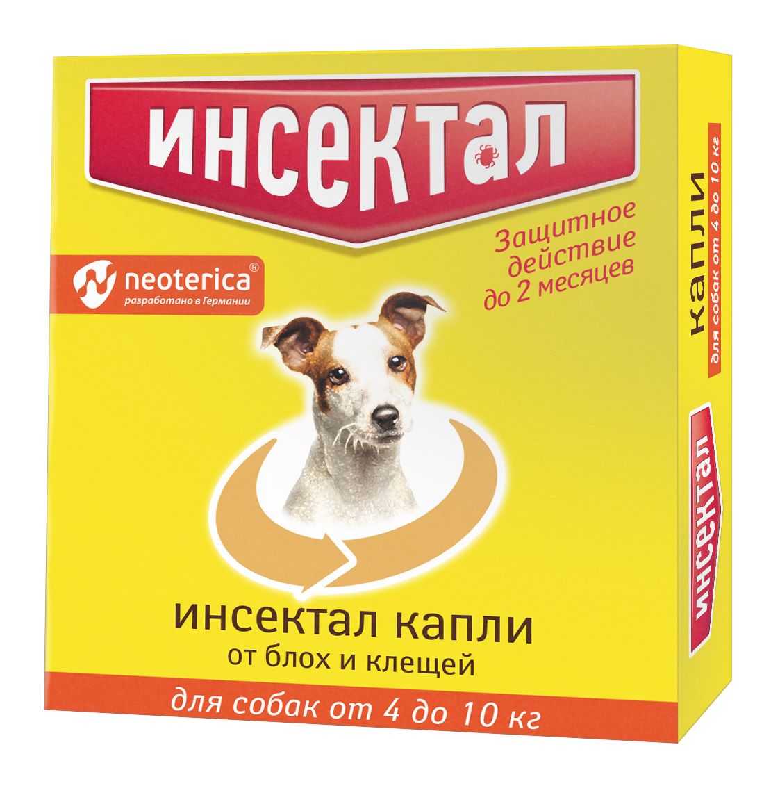 Инсектал Капли для собак 4-10 кг от блох и клещей.