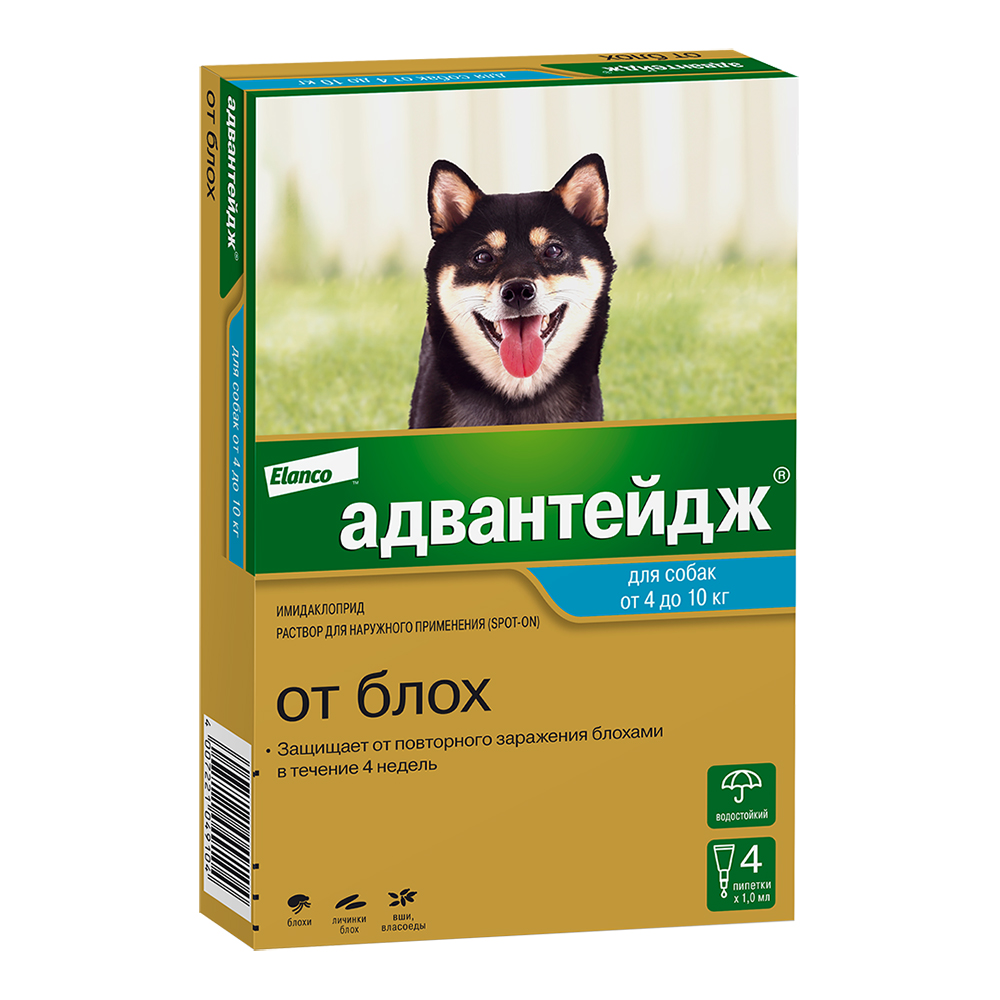 Адвантейдж, капли д/собак 4-10кг, 1пип/уп 1мл