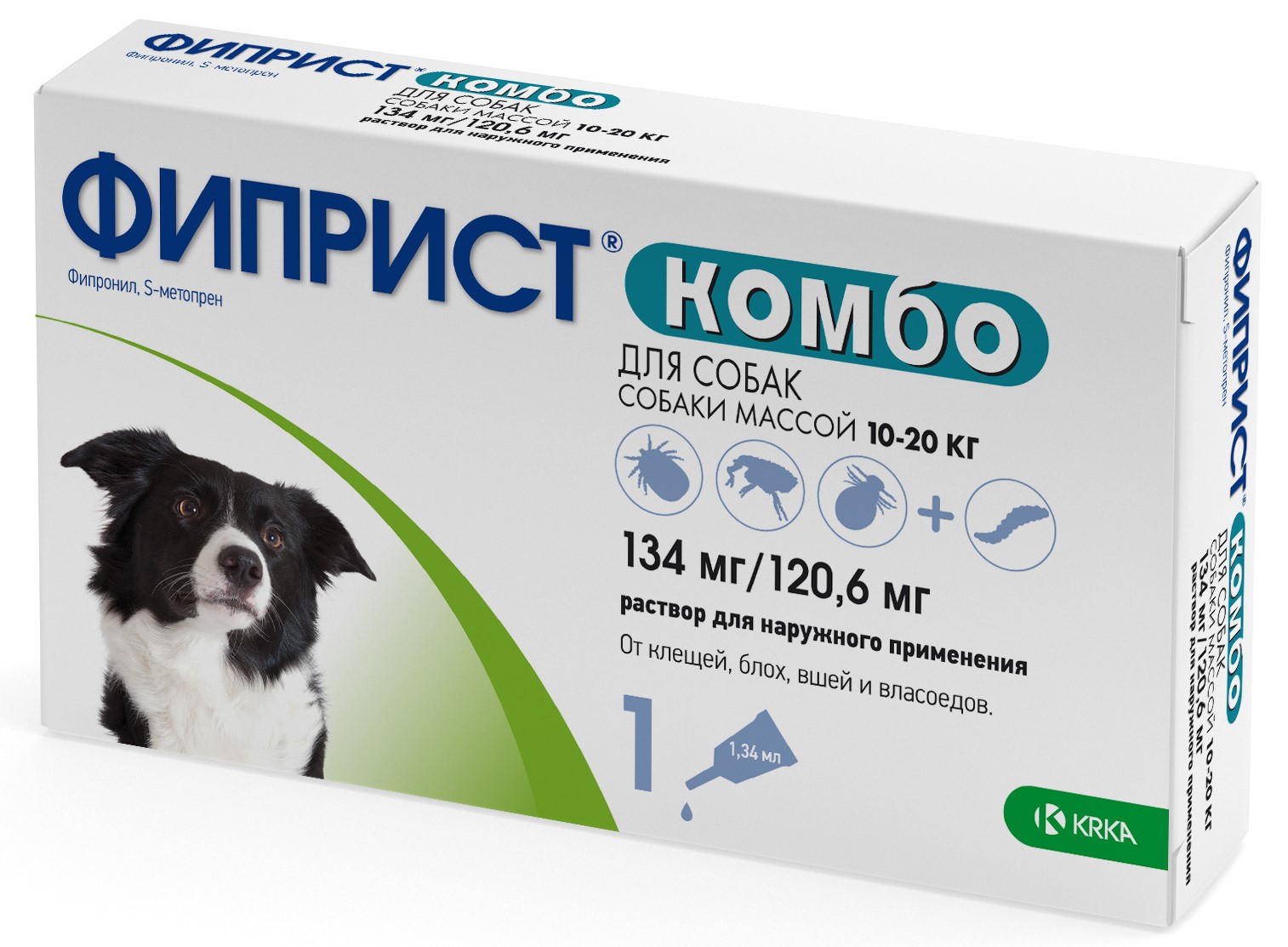 KRKA Фиприст КОМБО капли для собак 10-20 кг,1,34мл, 1 пип.