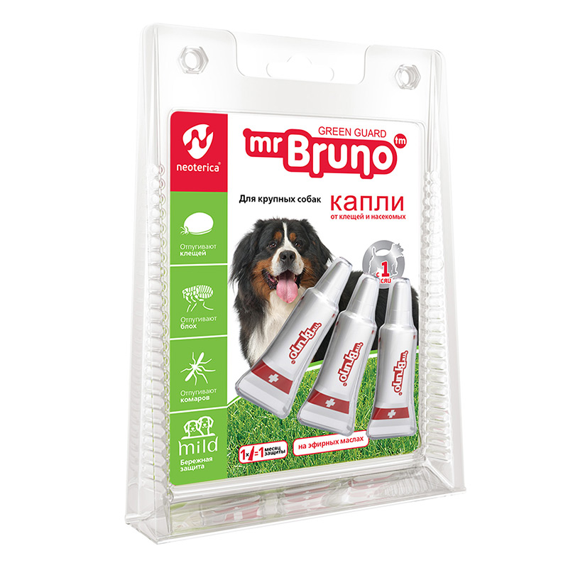 Mr.Bruno Капли Green Guard репеллентные для крупных собак от 30 кг, 4 мл.