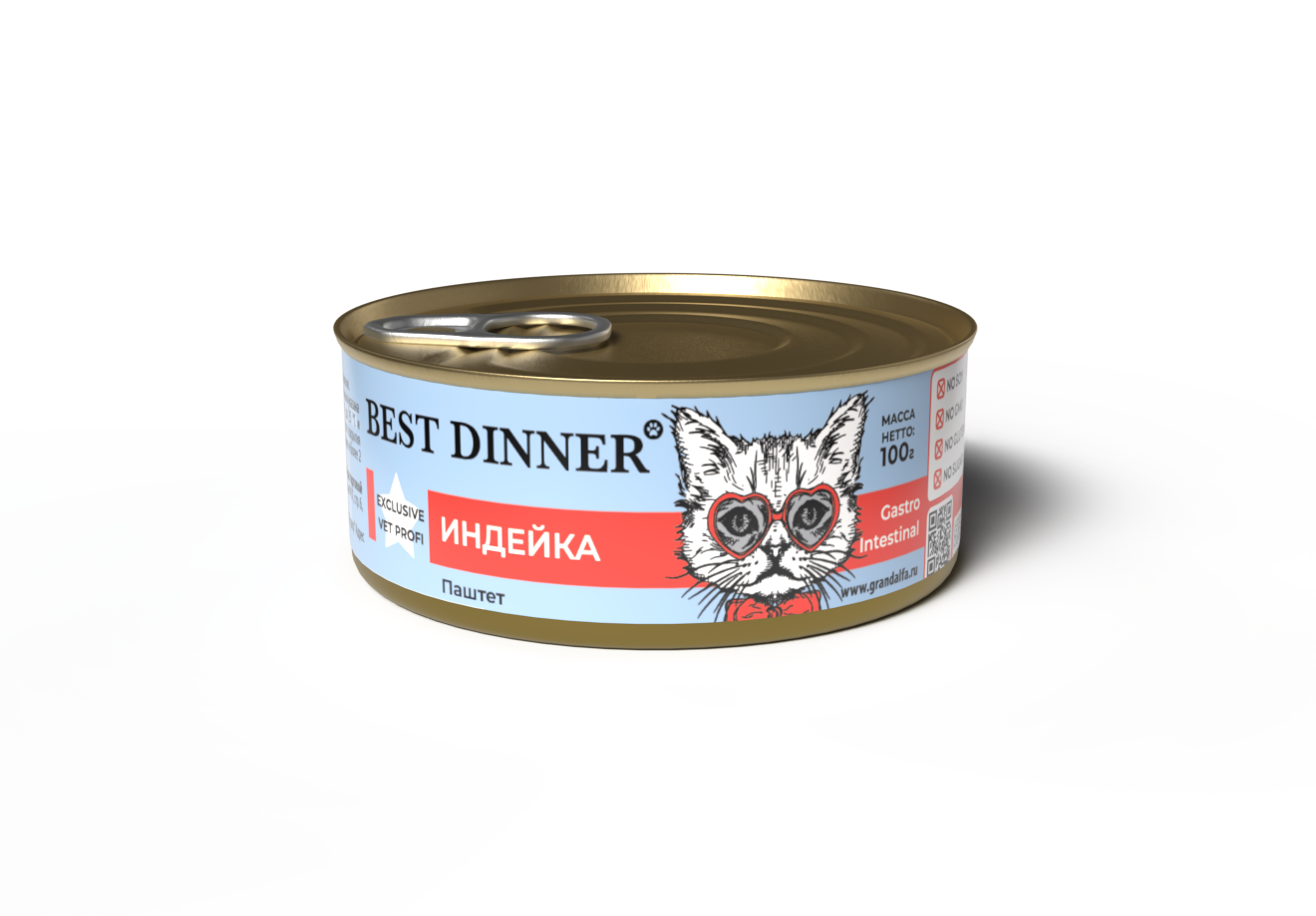 Best Dinner Эксклюзив Vet Profi Gastro Intestinal влажный корм для кошек со вкусом индейки, 100 гр