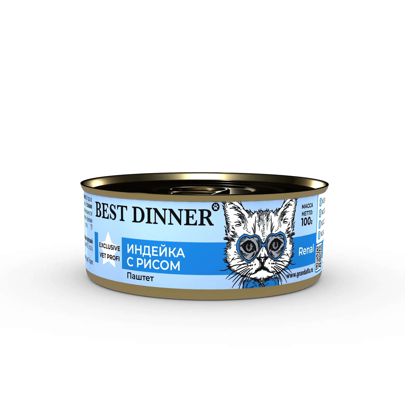 Best Dinner Эксклюзив Vet Profi Renal влажный корм для кошек со вкусом индейки, 100 гр