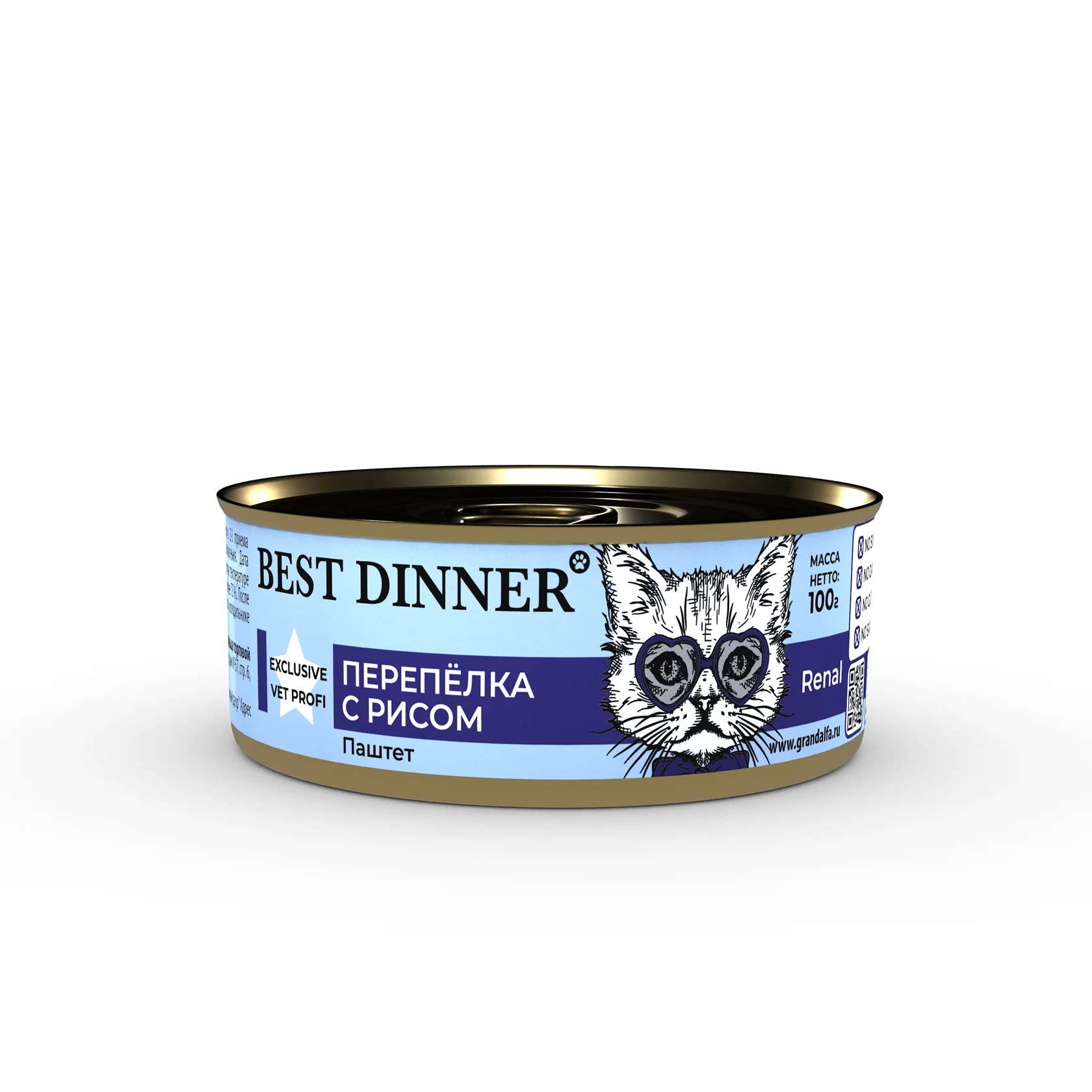 Best Dinner Эксклюзив Vet Profi Renal влажный корм для кошек со вкусом перепелки, 100 гр