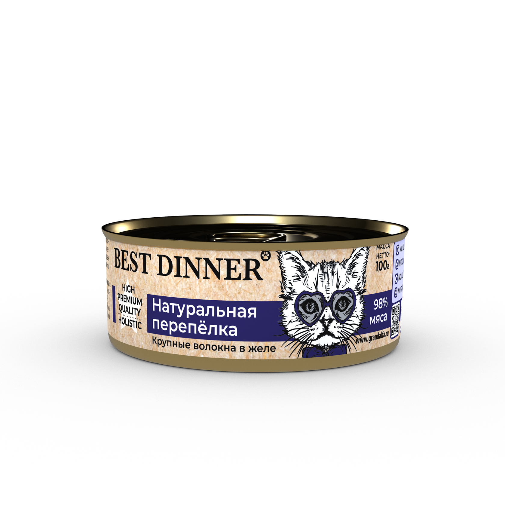 Best Dinner High Premium влажный корм для кошек со вкусом натуральной перепелки, 100 гр