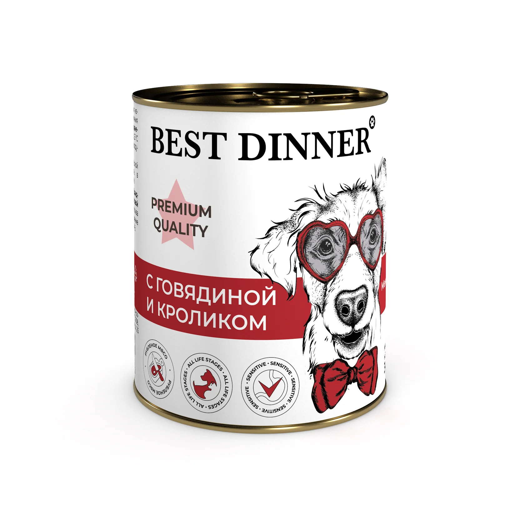 Best Dinner Меню для собак - Конс Premium Меню №3 "С говядиной и кроликом" - 0,34 кг/4232