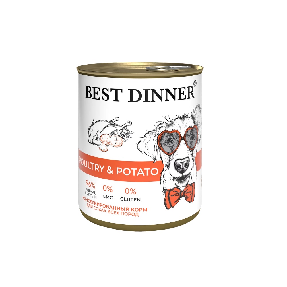 Best Dinner Консервы для собак Птица с картофелем, 0,85 кг /6463