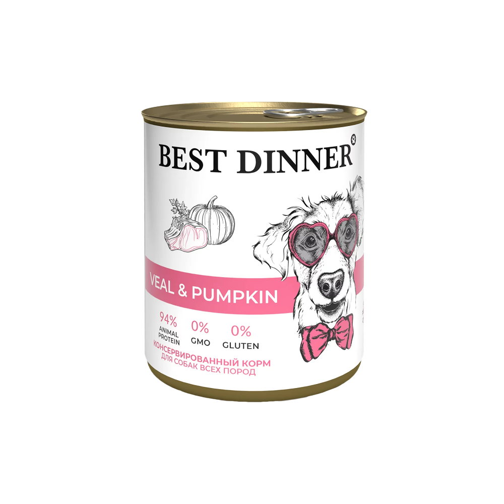 Best Dinner Консервы для собак Телятина с тыквой, 0,85 кг /6487