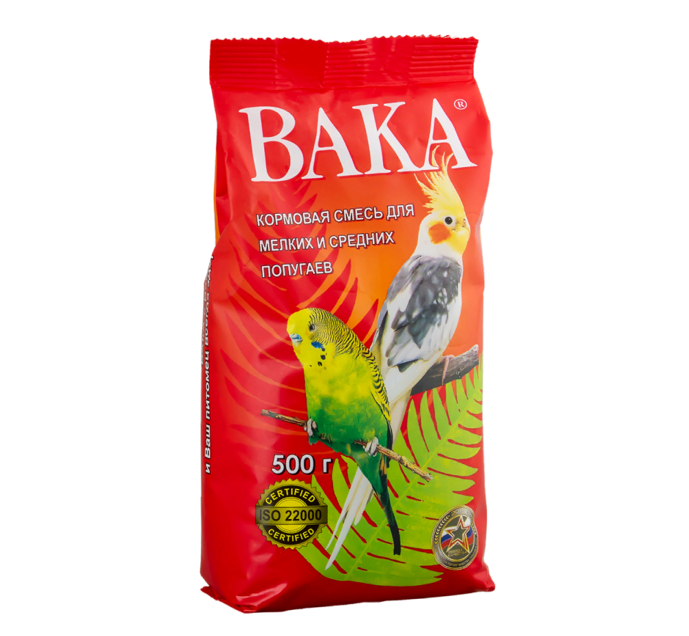ВАКА Корм для мелких и средних попугаев 500 г арт 0018 (14/кор)