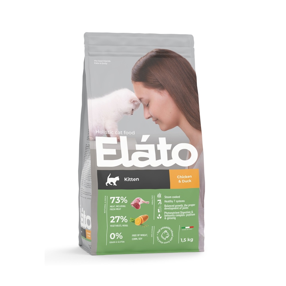 Elato Holistic сухой корм для котят с курицей и уткой, 1,5 кг