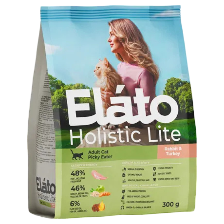Elato Holistic Lite сухой корм для взрослых привередливых кошек с кроликом и индейкой, 300 гр6
