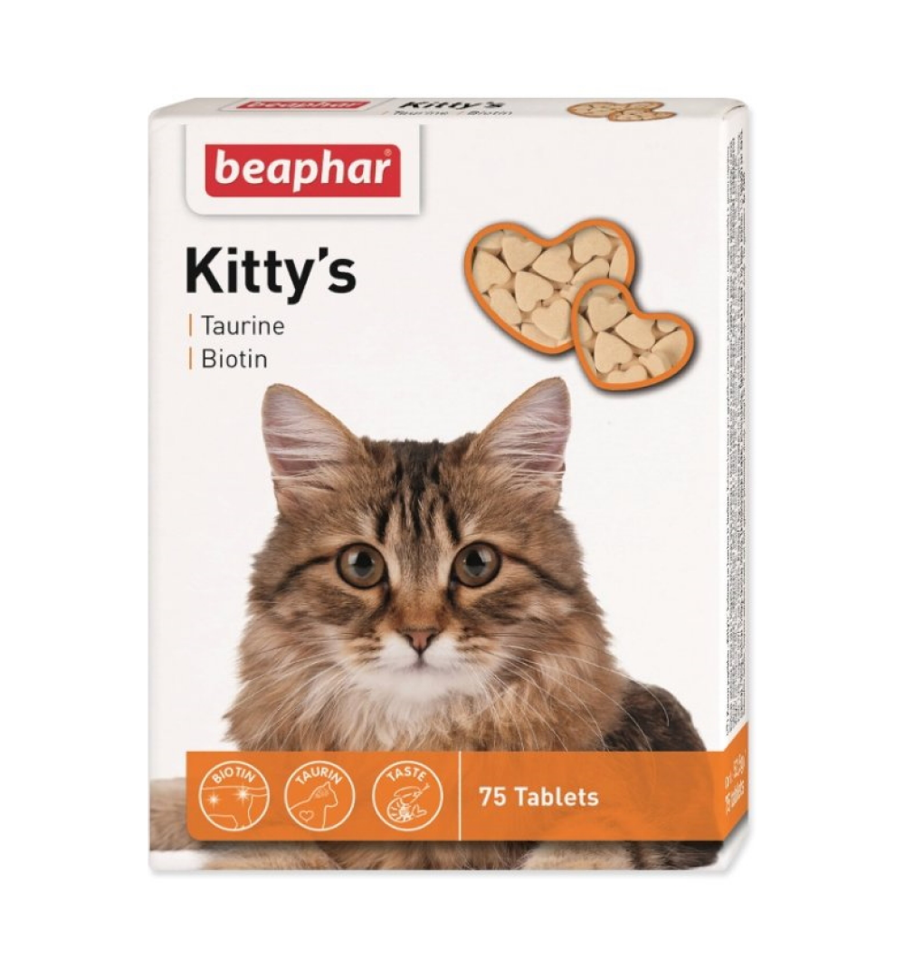 Beaphar Витамины Kittys+Taurin+Biotin для кошек с таур,биот, 75 таб.