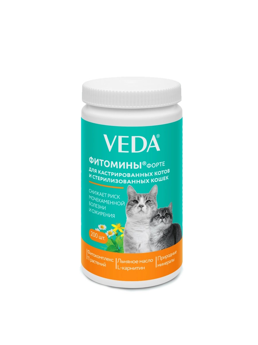 Фитомины Форте с фитокомплексом для кастрированных котов ит стер. кошек, 100 г , 200 таб.
