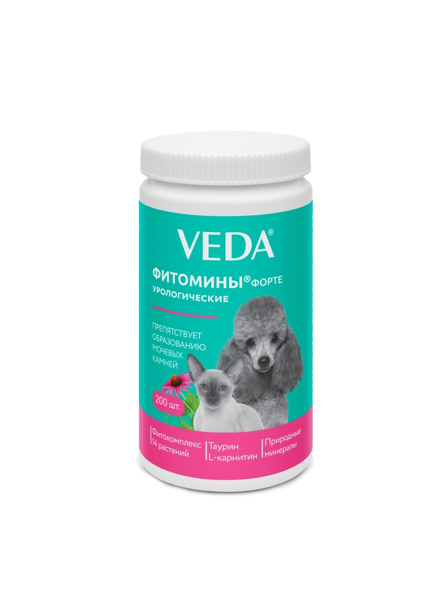 Фитомины Форте с фитокомплексом урологические собакам и кошкам, 100 г , 200 таб.