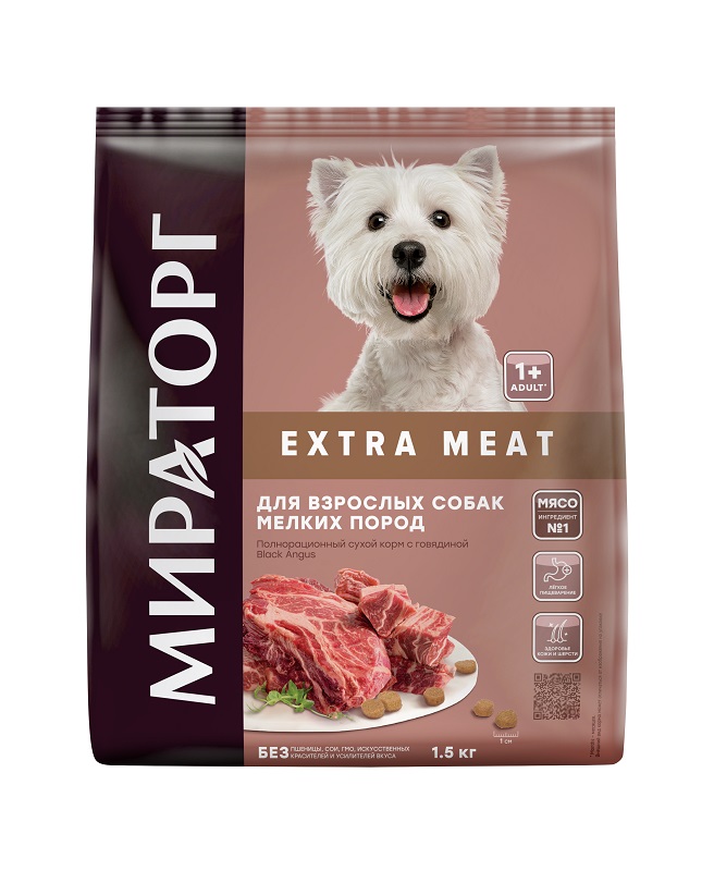 Мираторг Extra Meat сухой  корм с говядиной Black Angus для взр. соб. мелк. пород старше 1 года 1,5