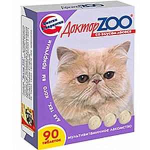Доктор ZOO Мультивит  для кошек со вкусом лосося таб.№90 