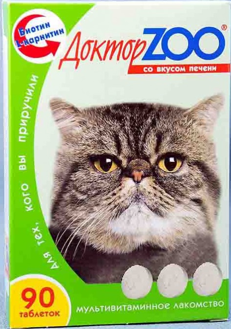 Доктор ZOO Мультивит  для кошек со вкусом печени таб.№90  