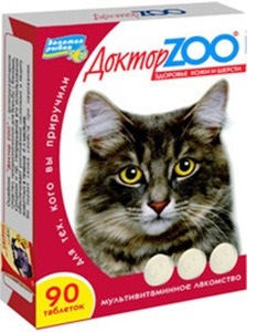 Доктор ZOO Мультивит  для кошек здоровье кожи и шерсти таб.№90  