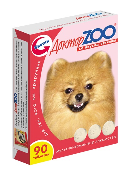 Доктор ZOO Мультивит  для собак со вкусом ветчины таб.№90  