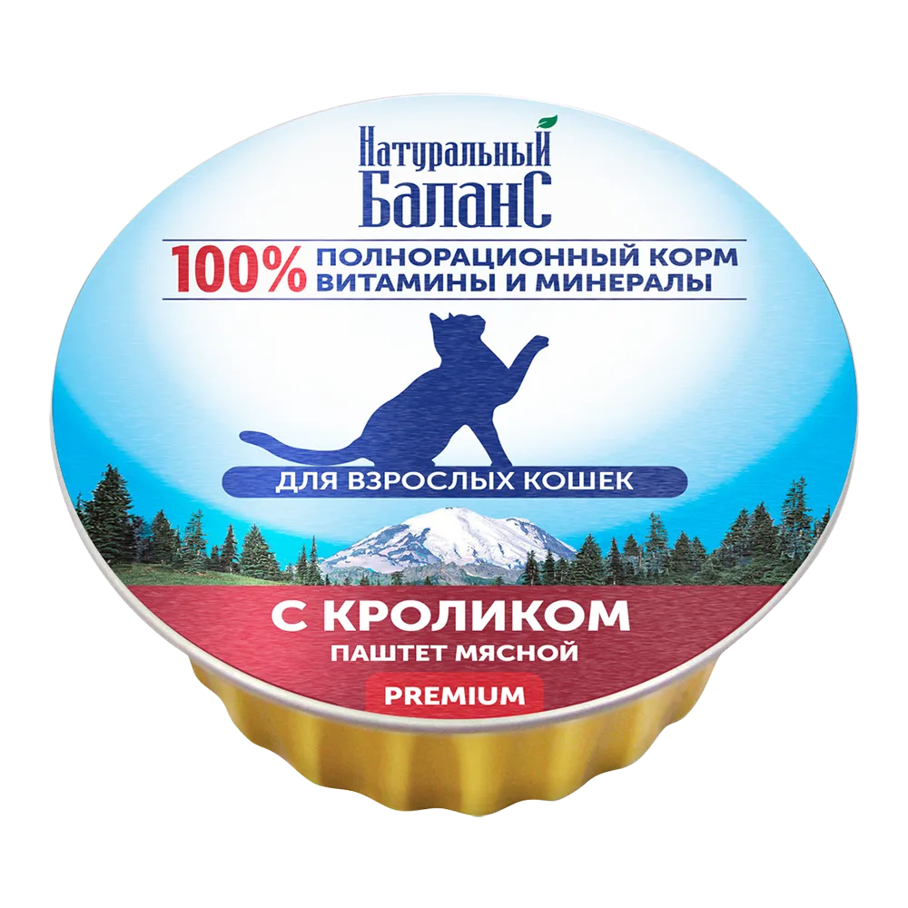 Главпродукт Натуральный Баланс Премиум влажный корм для кошек паштет с кроликом, 100 г