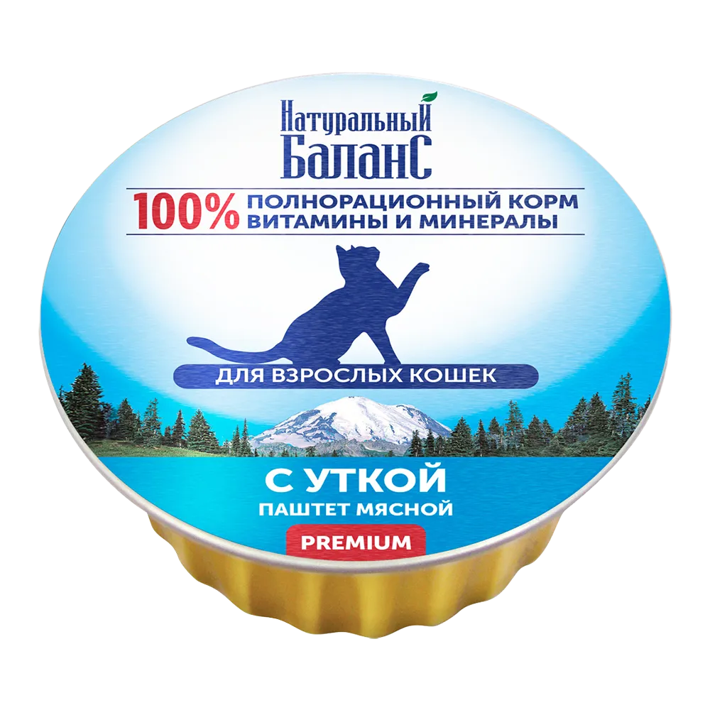 Главпродукт Натуральный Баланс Премиум влажный корм для кошек паштет с уткой, 100 г