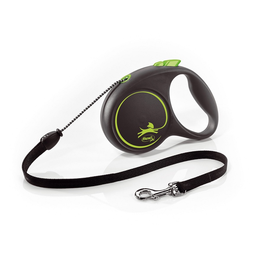 Поводок-рулетка Flexi Black Design cord M 5m 20 kg green