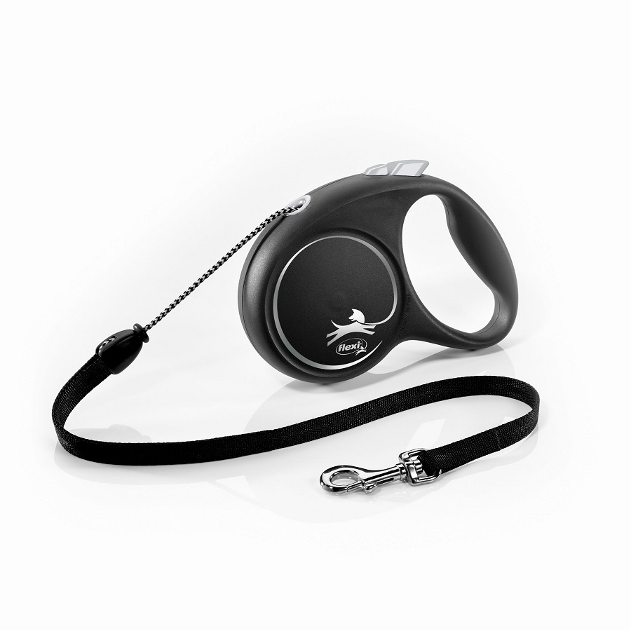 Поводок-рулетка Flexi Black Design cord M 5m 20 kg silver