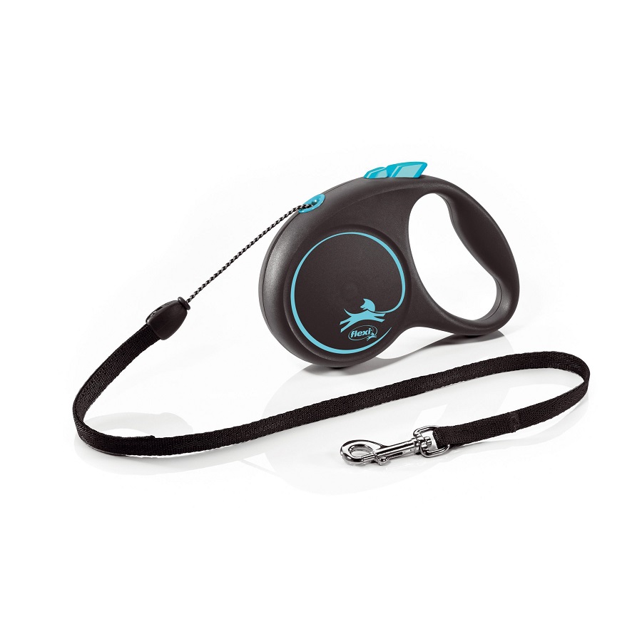 Поводок-рулетка Flexi Black Design cord S 5m 12 kg blue