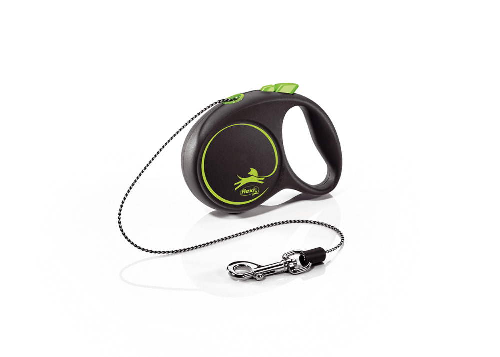 Поводок-рулетка Flexi Black Design cord XS 3m 8 kg green