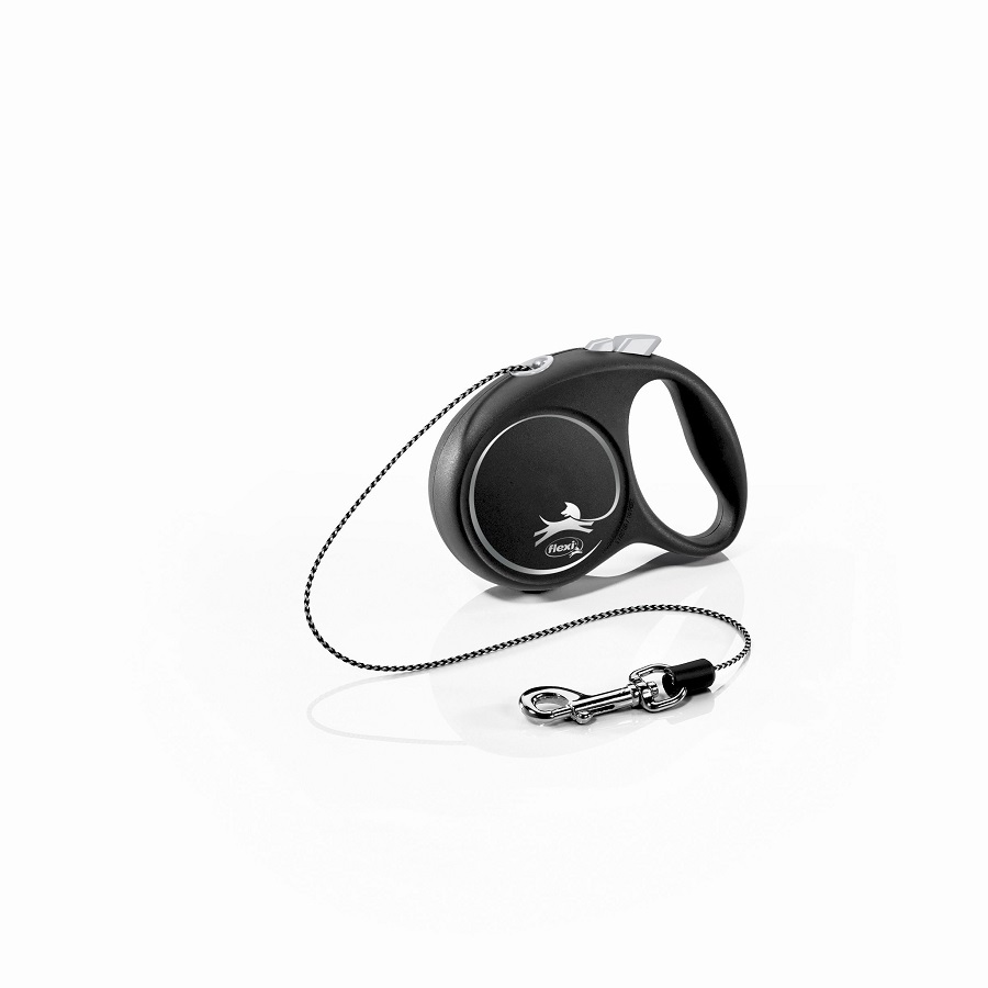 Поводок-рулетка Flexi Black Design cord XS 3m 8 kg silver