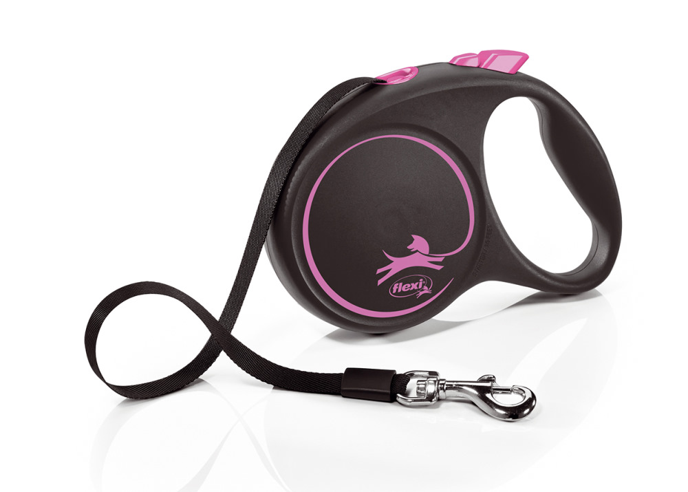Поводок-рулетка Flexi Black Design tape L 5m 50 kg pink