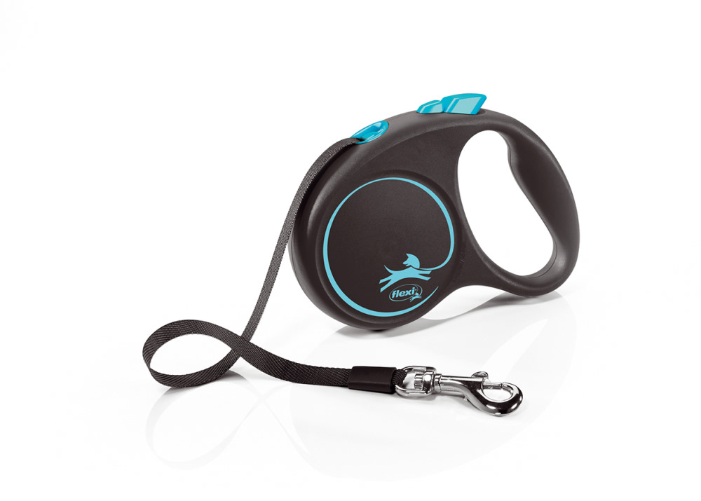 Поводок-рулетка Flexi Black Design tape S 5m 15 kg blue