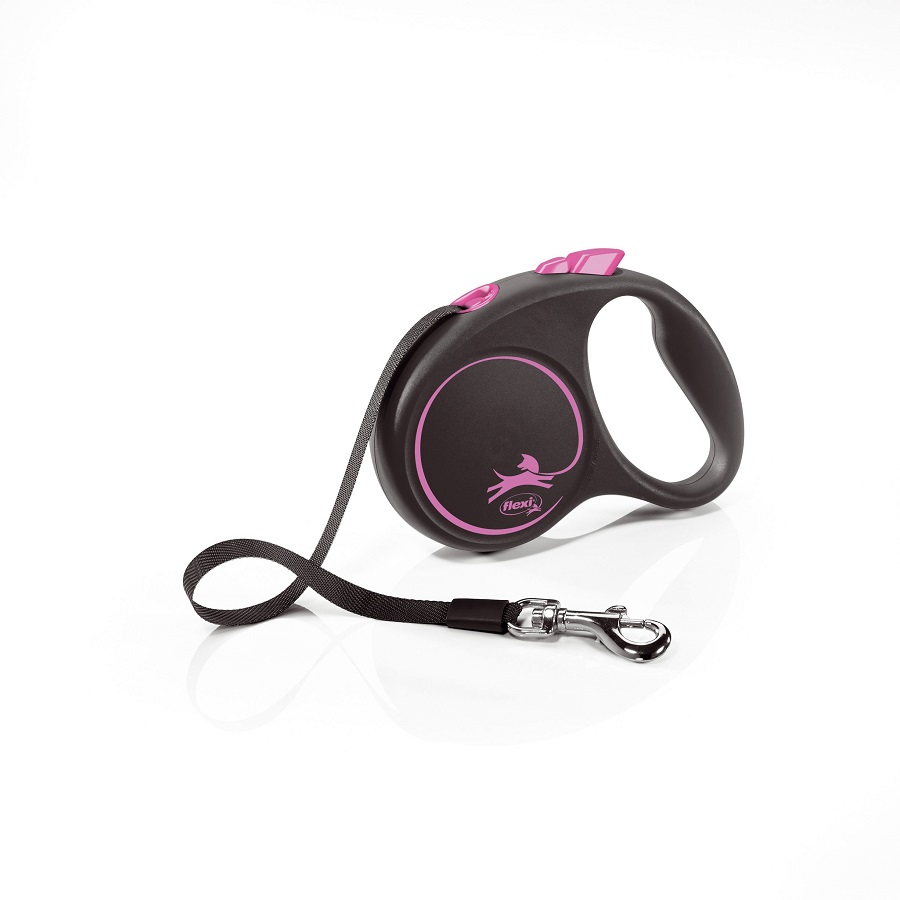 Поводок-рулетка Flexi Black Design tape S 5m 15 kg pink