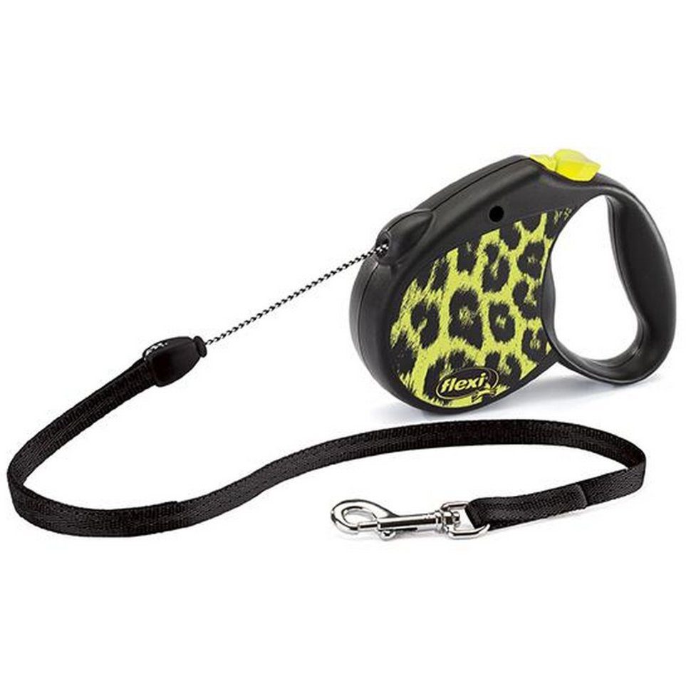 Поводок-рулетка Flexi Safari cord S 5m 12 kg yellow Leopard