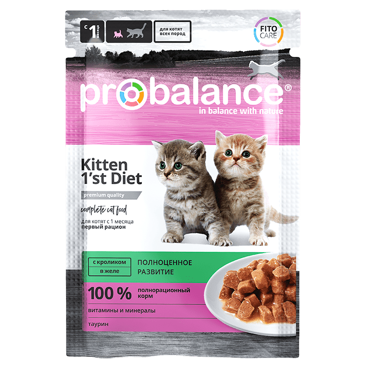 Probalance, влажный корм для котят 1"st Diet, с кроликом в желе,  85 гр