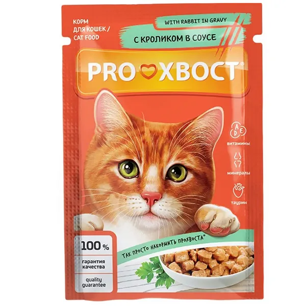 ProХвост, влажный корм для кошек, Кролик в соусе, 85 гр