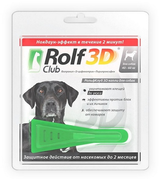 Rolf Club 3D Капли от блох, клещей, комаров д/собак 40-60кг 