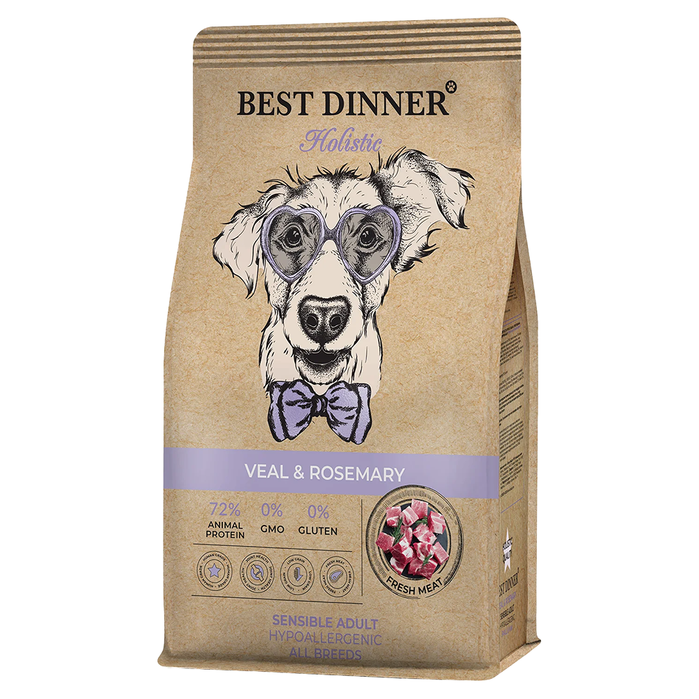 Best Dinner Холистик Эдалт Гипоаллерг Телятина с Розмарином (сух. корм д/соб) - 12кг /5565