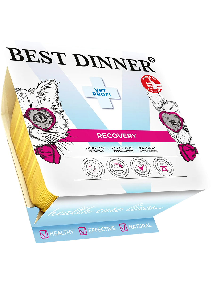 Best Dinner Vet Profi Recovery, влажный корм для собак и кошек в период выздоровления, паштет 100 гр