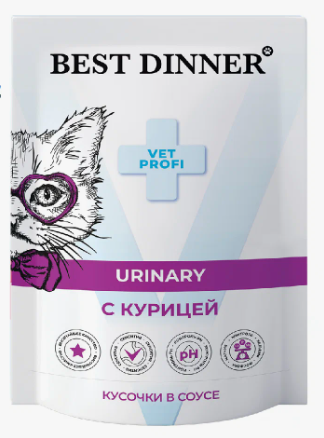 Best Dinner Паучи Vet Profi Urinary кусочки в соусе с Курицей 0,085 кг