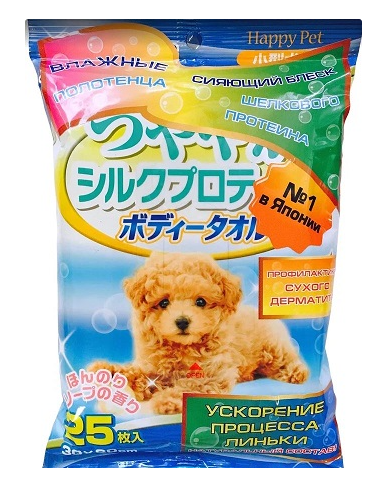 Шампуневые полотенца EARTH PET экспресс-купание б/воды.Проф.Кож.аллерг/сух.дерм.д/мелк/ср.собак, 25шт